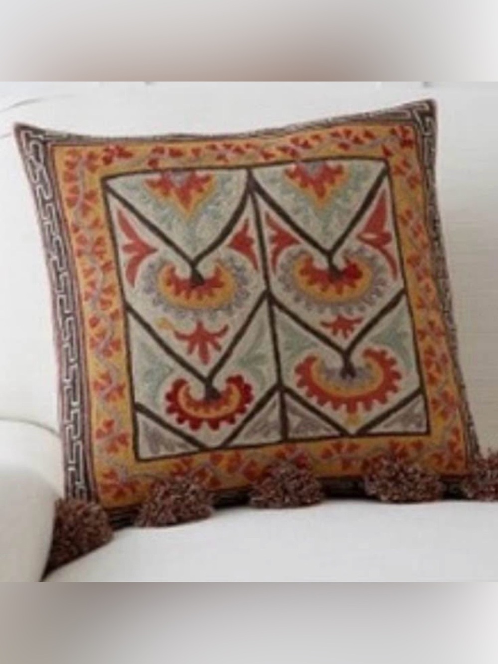 Pottery Barn Aidan Embroidered Throw Pillow Cover 18” x 18”